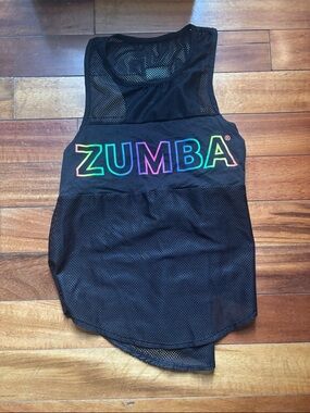 ZUMBA Black Mesh Tank with Rainbow Logo